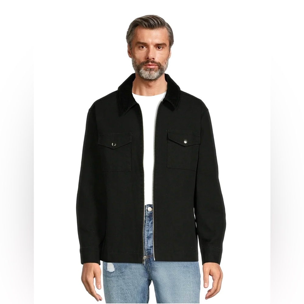 No Boundaries Men's Corduroy Black Shirt Jacket
